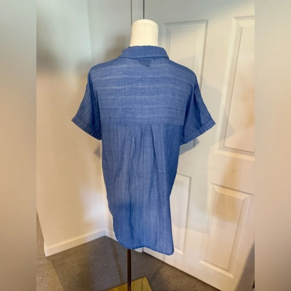 Chic Blue Pleated Blouse – Size Medium (NWOT) - Picture 4 of 9